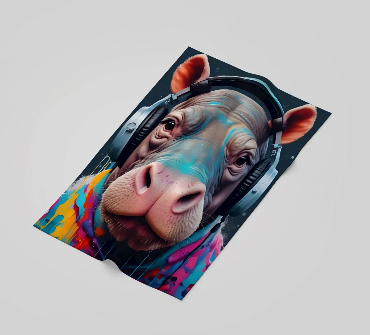 Ippopotamo in cuffia telo mare da MakArena