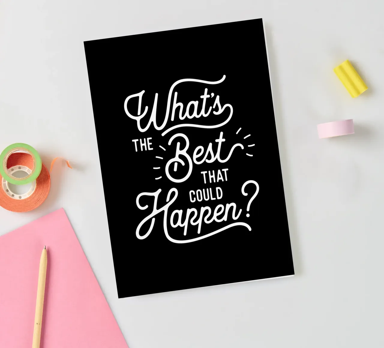 What's The Best That Could Happen in Black and White notebook by THE MOTIVATED TYPE