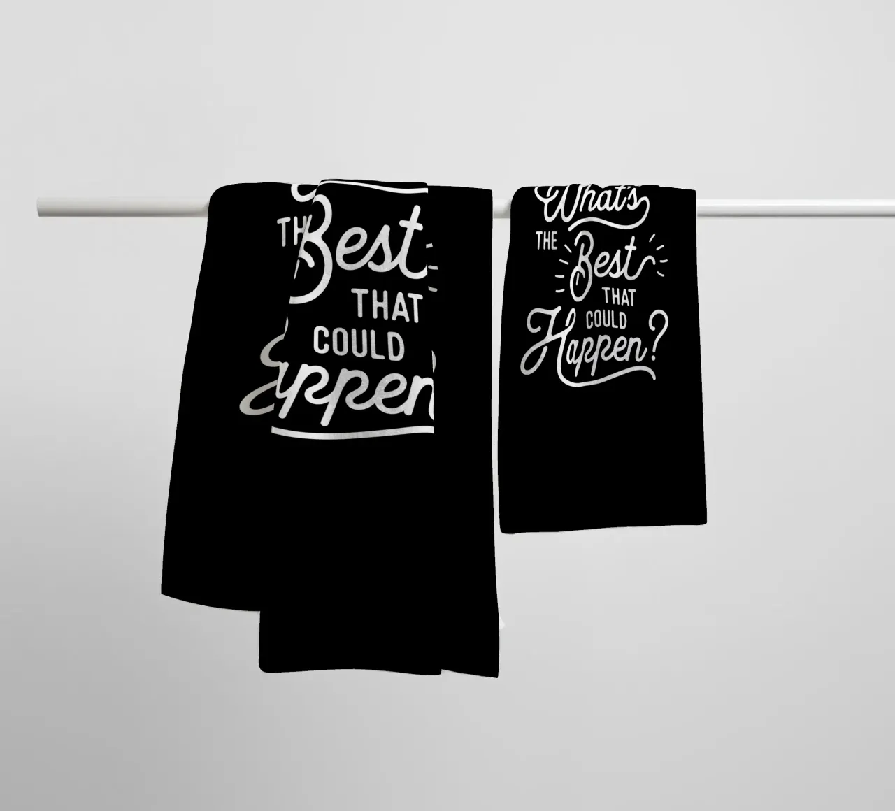 Cosa c'è di meglio che possa accadere in bianco e nero asciugamano da bagno da THE MOTIVATED TYPE