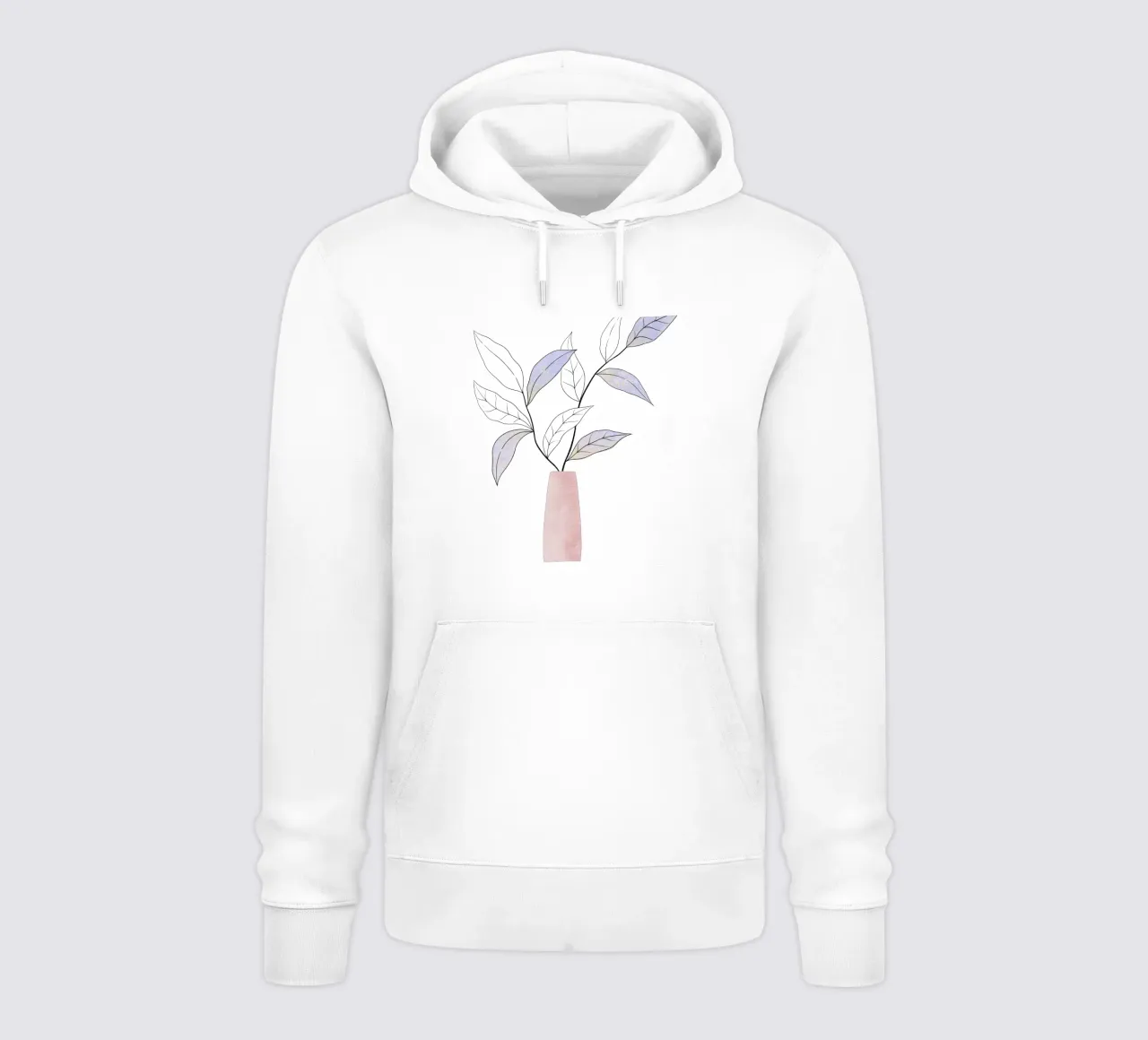 Ramo in vaso. Line art botanica in pastello. felpa con cappuccio da CalliLetters