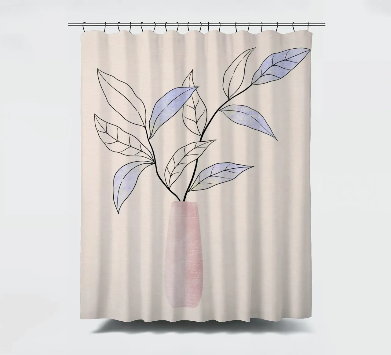 Zweig in Vase. Botanical Line Art in Pastell. Duschvorhang von CalliLetters