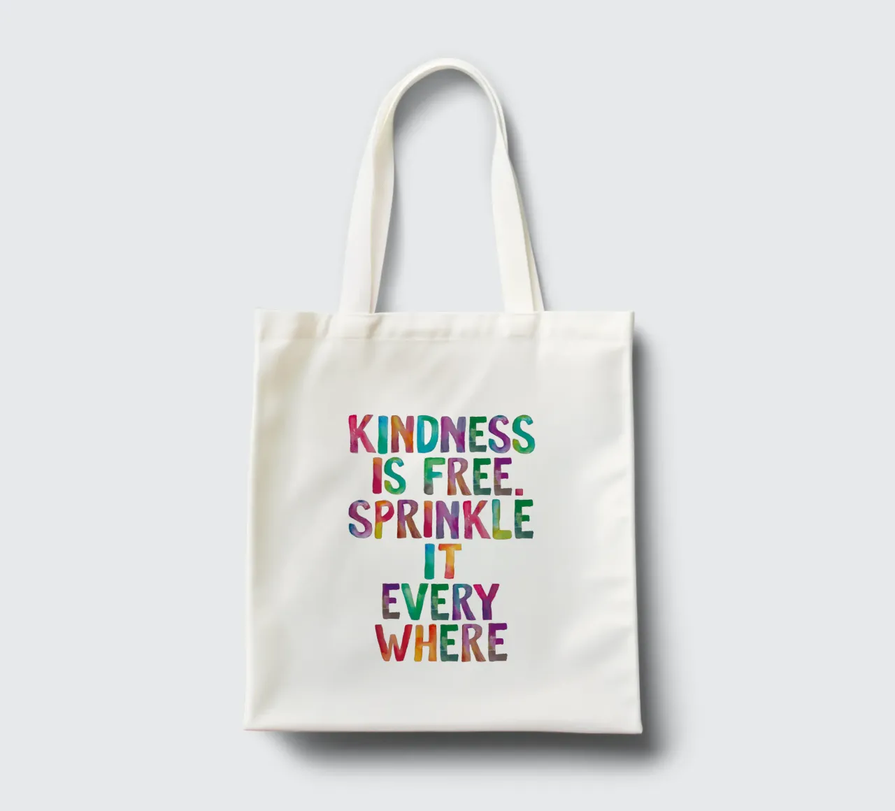 Freundlichkeit ist kostenlos Überall verstreuen Regenbogen Design Jutebeutel von THE MOTIVATED TYPE