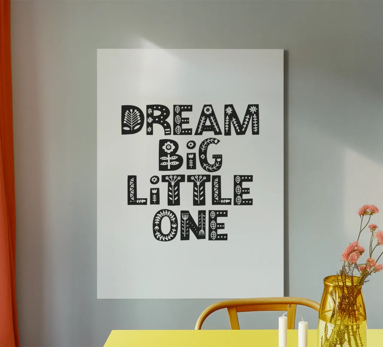 Sognare in grande piccolo Design scandinavo per la camera da letto dei bambini tela con Cornice a cassetta da THE MOTIVATED TYPE