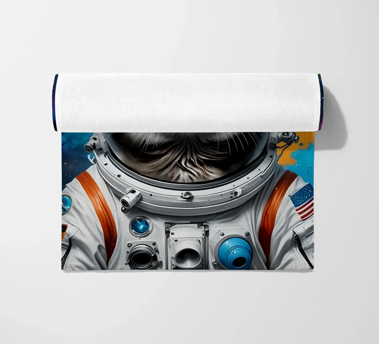 Astronaut cat beach towel by MakArena