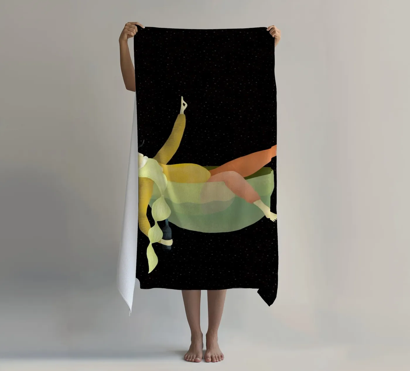 Drunk beach towel by Amalia Restrepo