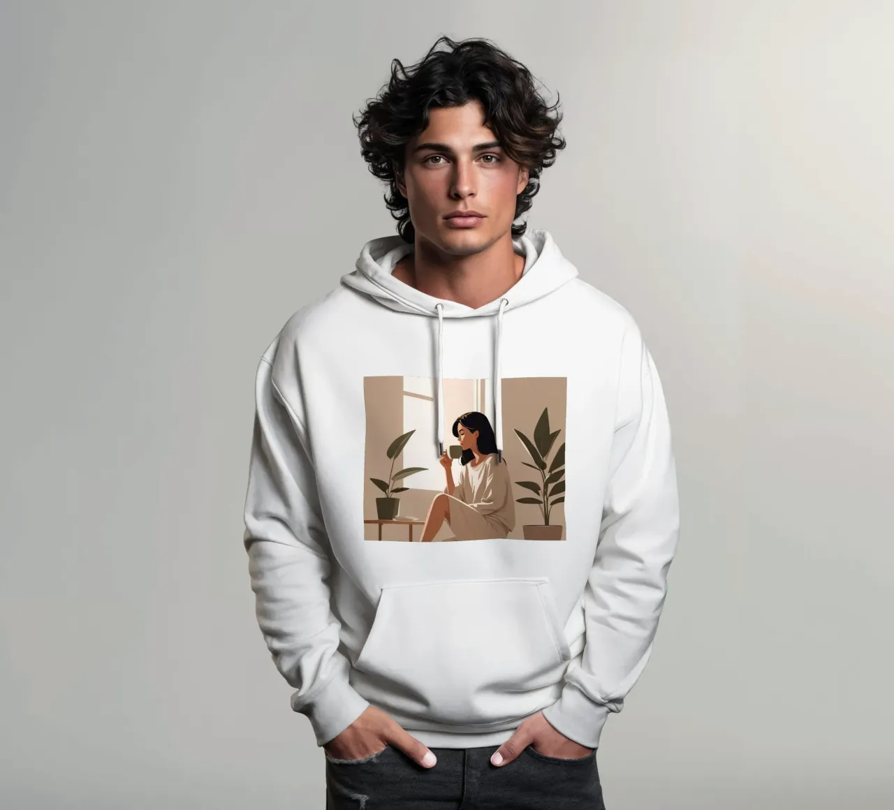 Calma mattutina felpa con cappuccio da Maison Solis