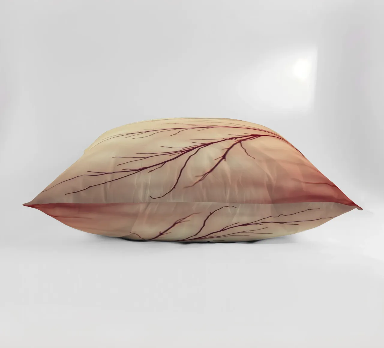 a softly blurred background with graceful tree branches decorative cushion by DesignDoodle