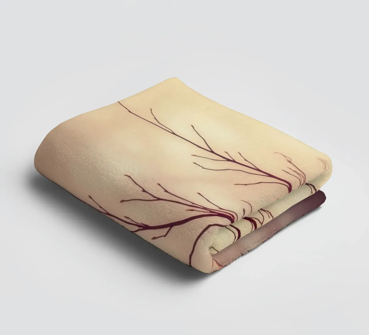 a softly blurred background with graceful tree branches towel by DesignDoodle