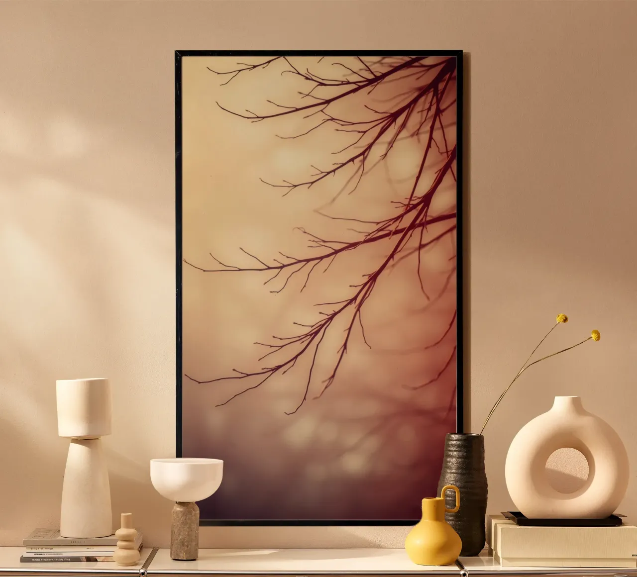 a softly blurred background with graceful tree branches hahnemühle by DesignDoodle