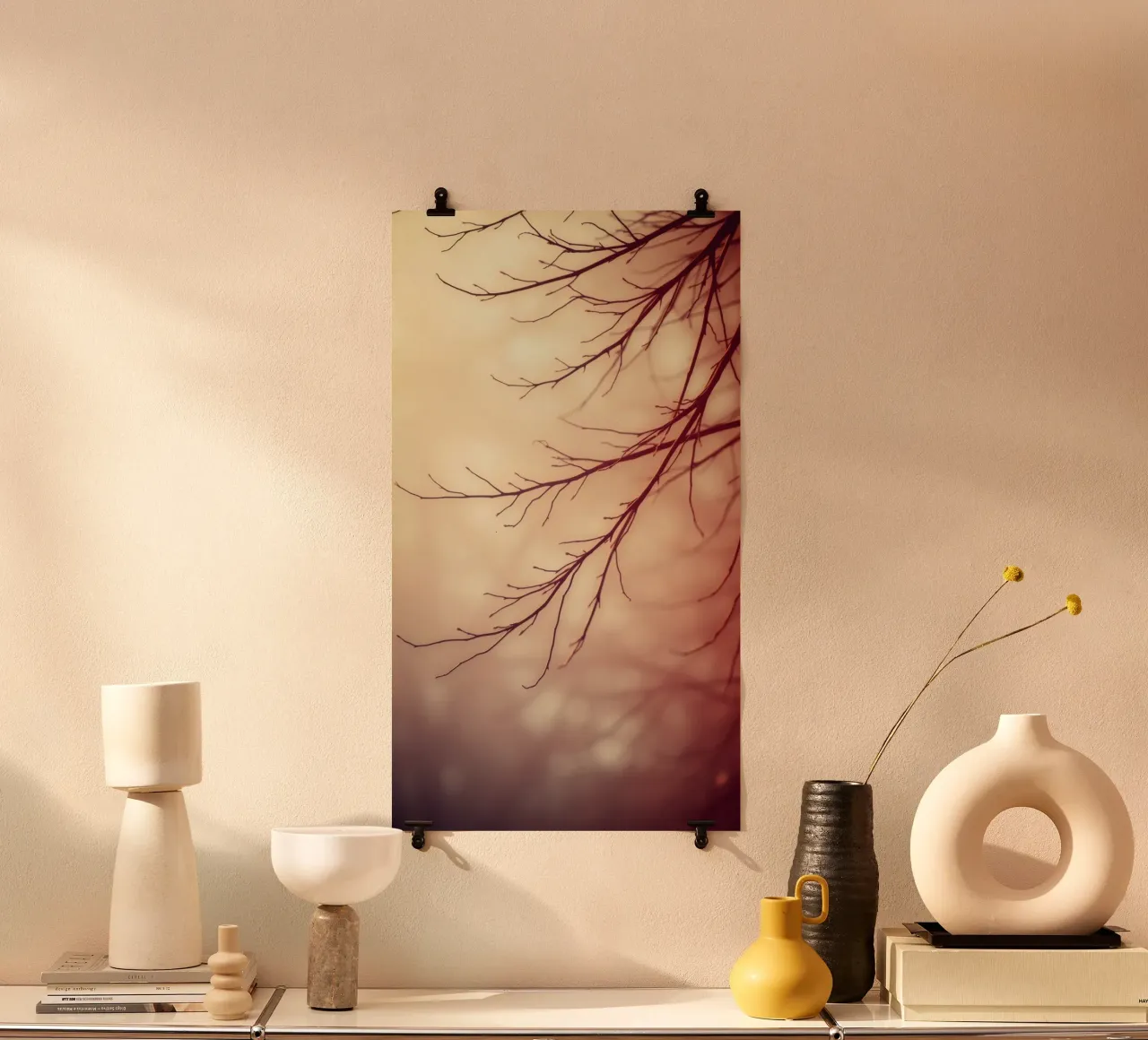 a softly blurred background with graceful tree branches hahnemühle by DesignDoodle