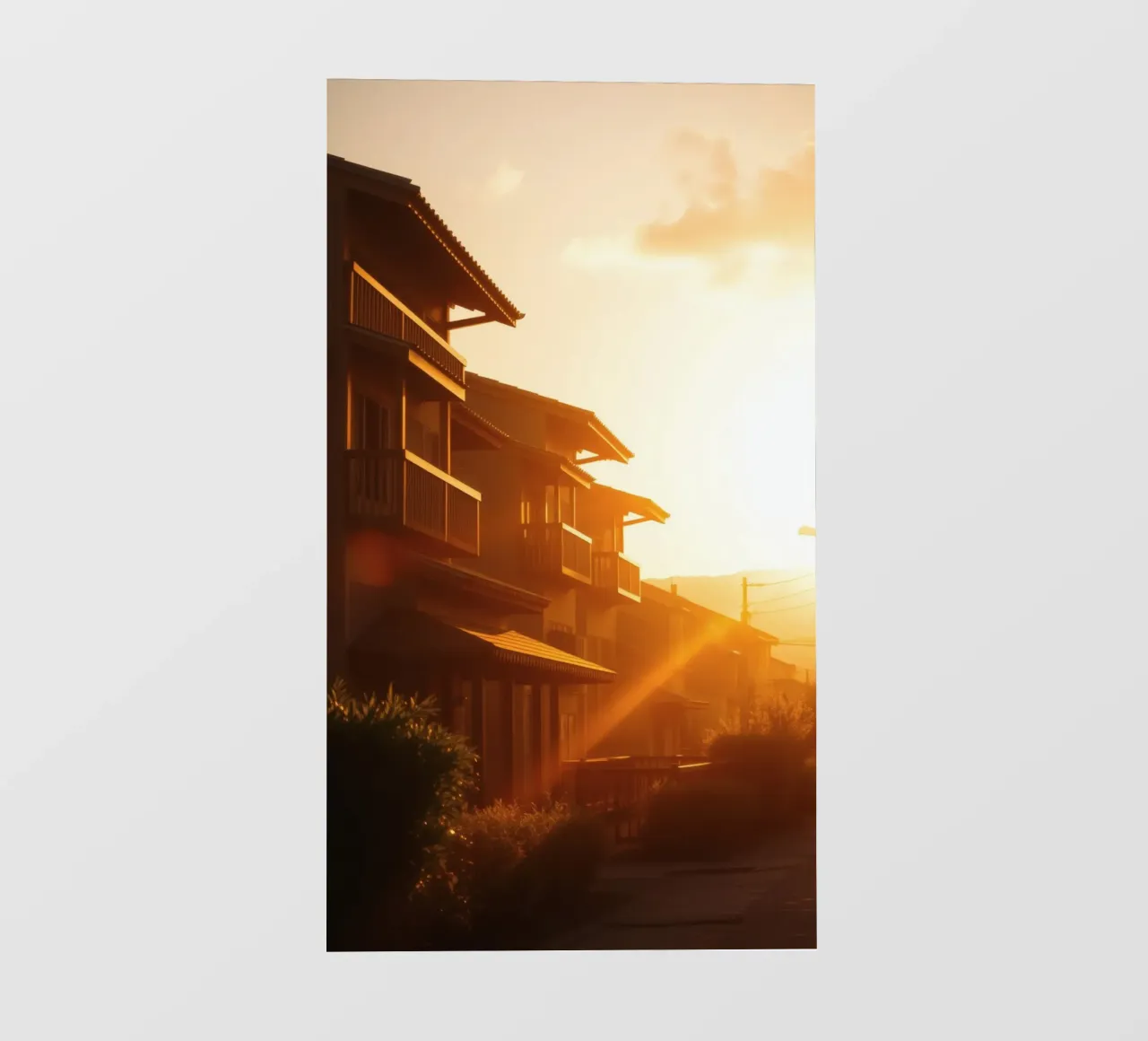 Beautiful sunset illuminating residential homes pvc cover by DesignDoodle