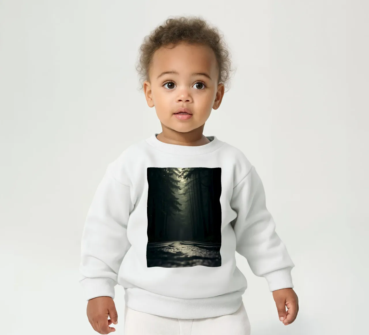 Chemin forestier brumeux avec une lumière douce filtrant à travers les grands arbres sweat pour bébé de DesignDoodle