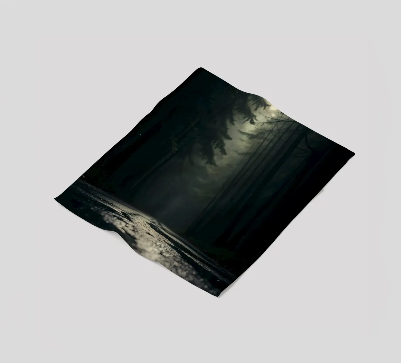 Misty forest path with soft light filters through tall trees fleece blanket by DesignDoodle