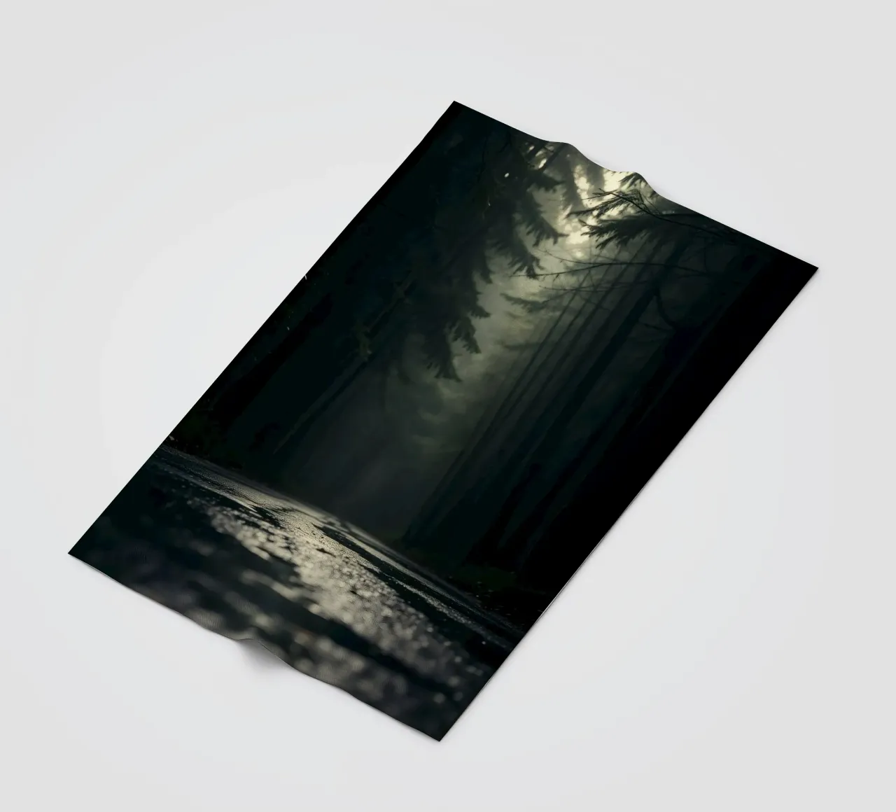 Misty forest path with soft light filters through tall trees fleece blanket by DesignDoodle