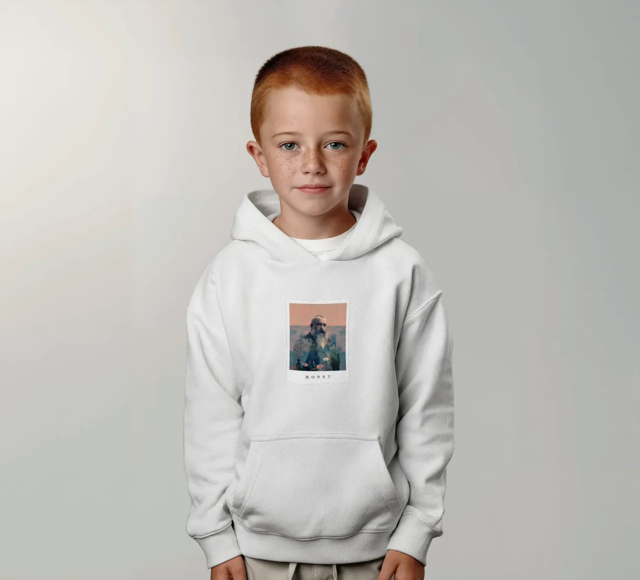 for Claude Monet with border felpa bambino con cappuccio da Frank Moth