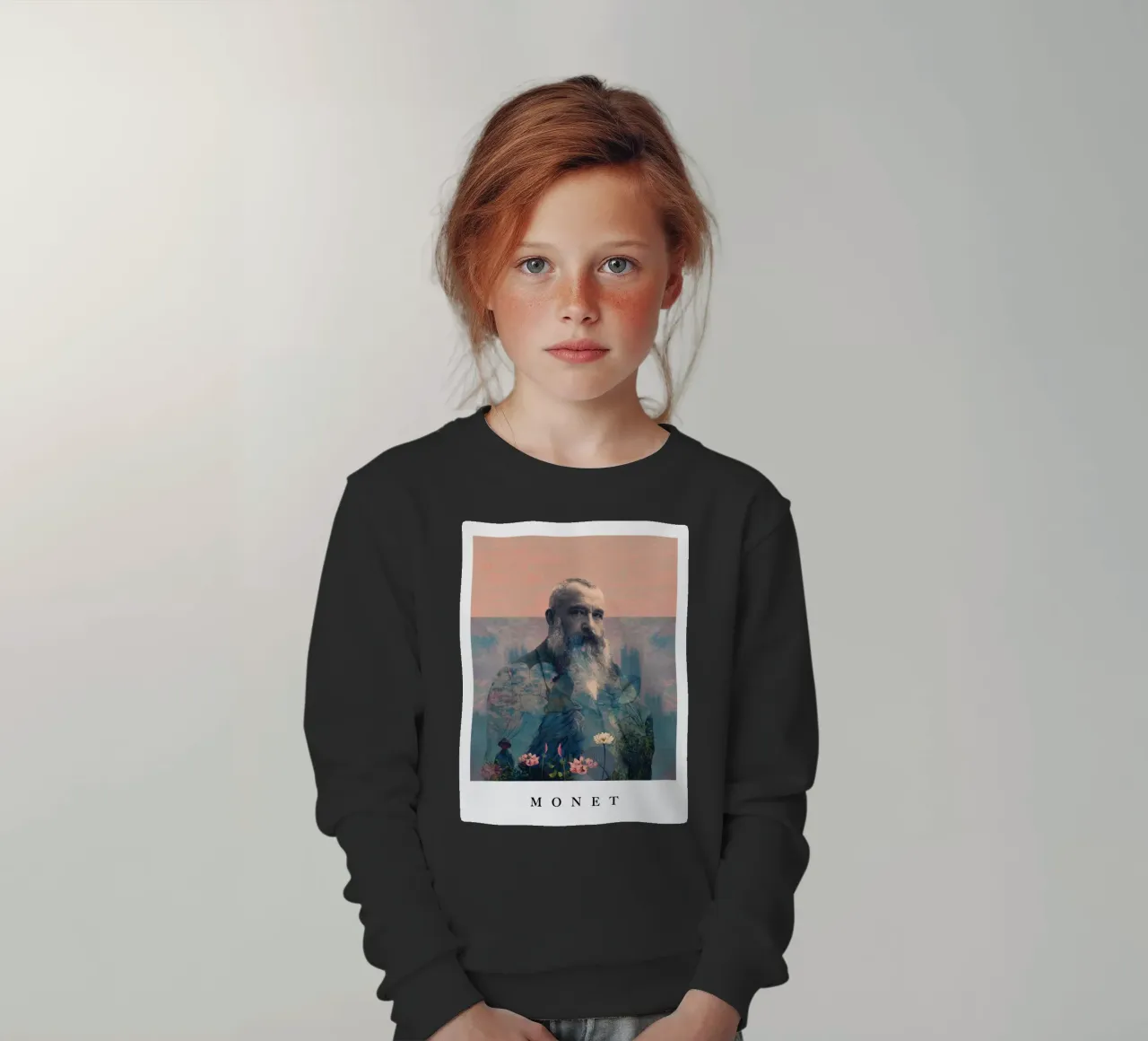 for Claude Monet with border felpa bambino da Frank Moth