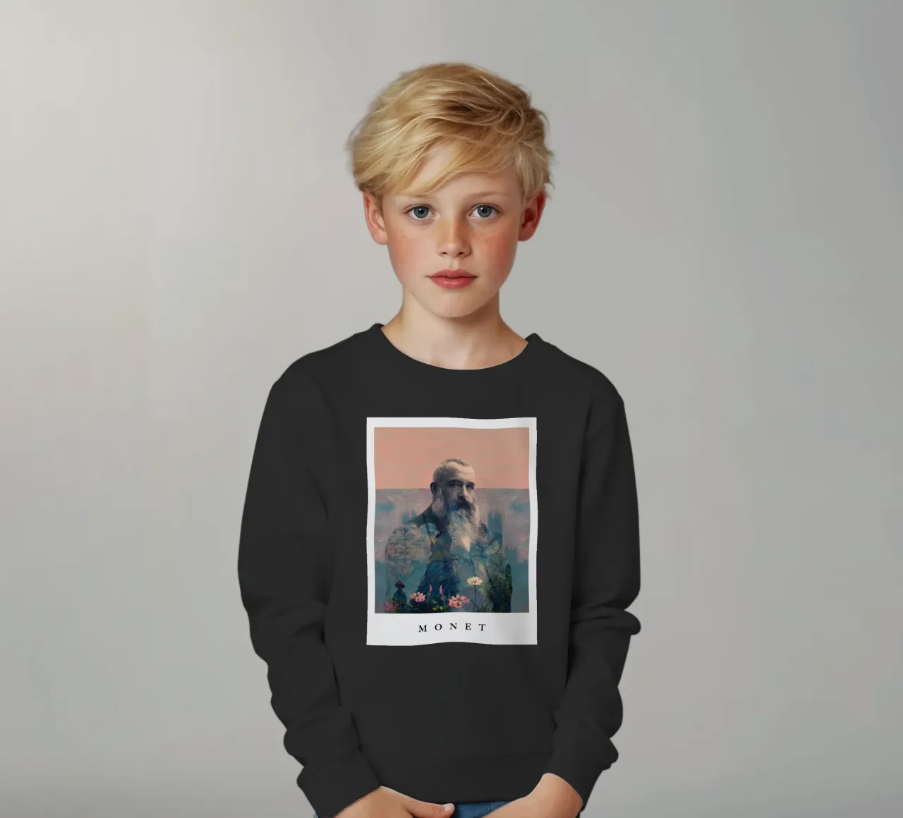 for Claude Monet with border felpa bambino da Frank Moth