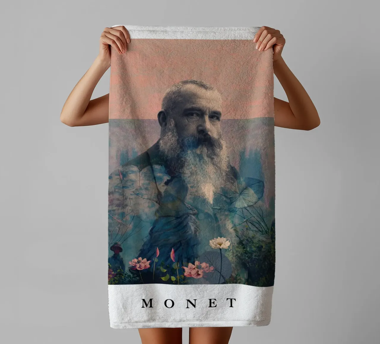for Claude Monet with border asciugamano da bagno da Frank Moth
