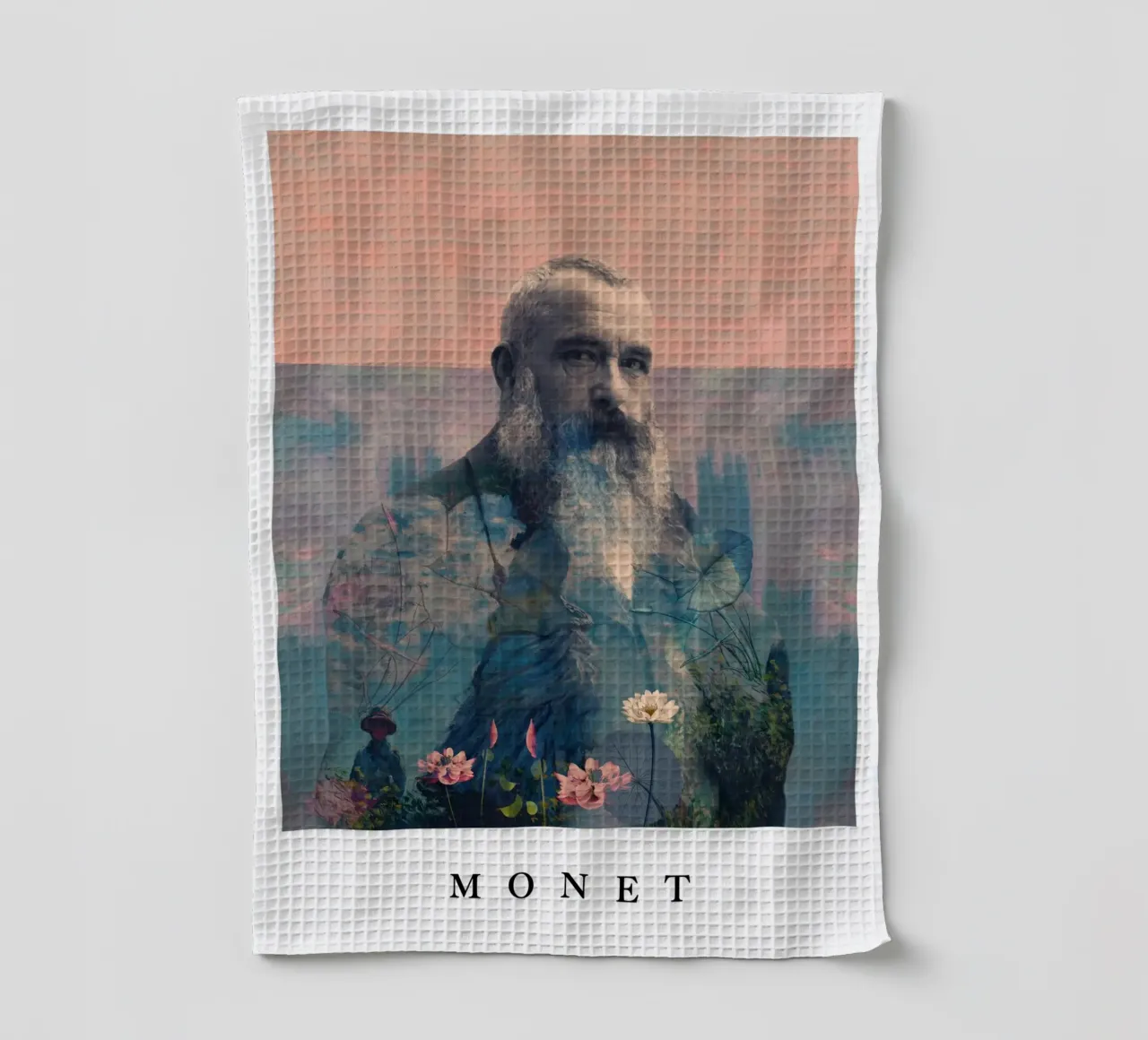 for Claude Monet with border canovaccio da cucina da Frank Moth