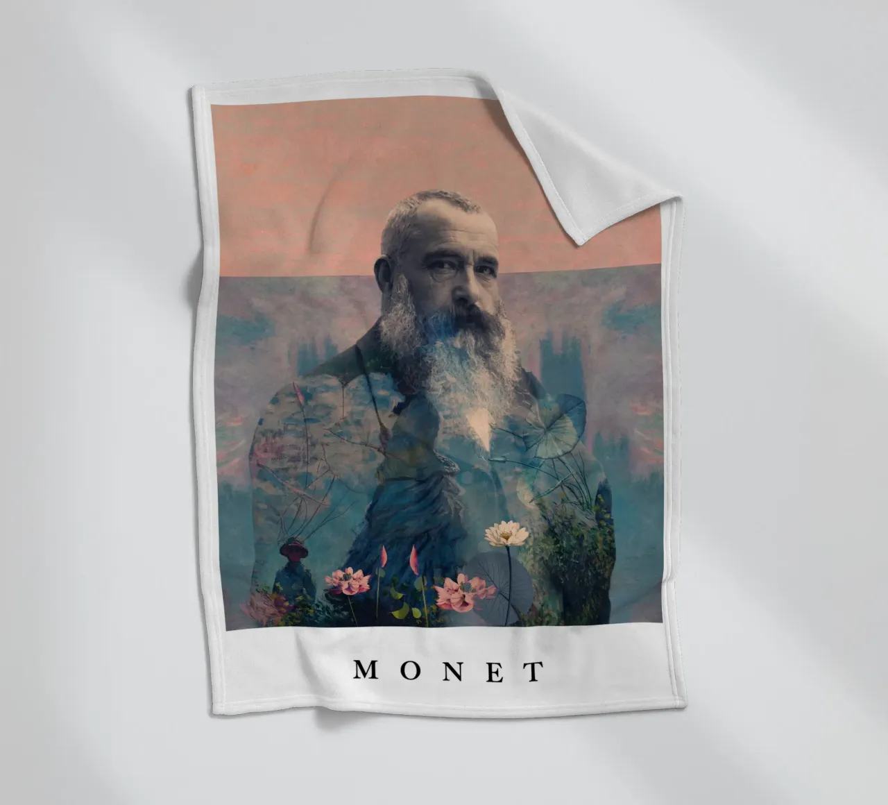 for Claude Monet with border coperta in pile da Frank Moth