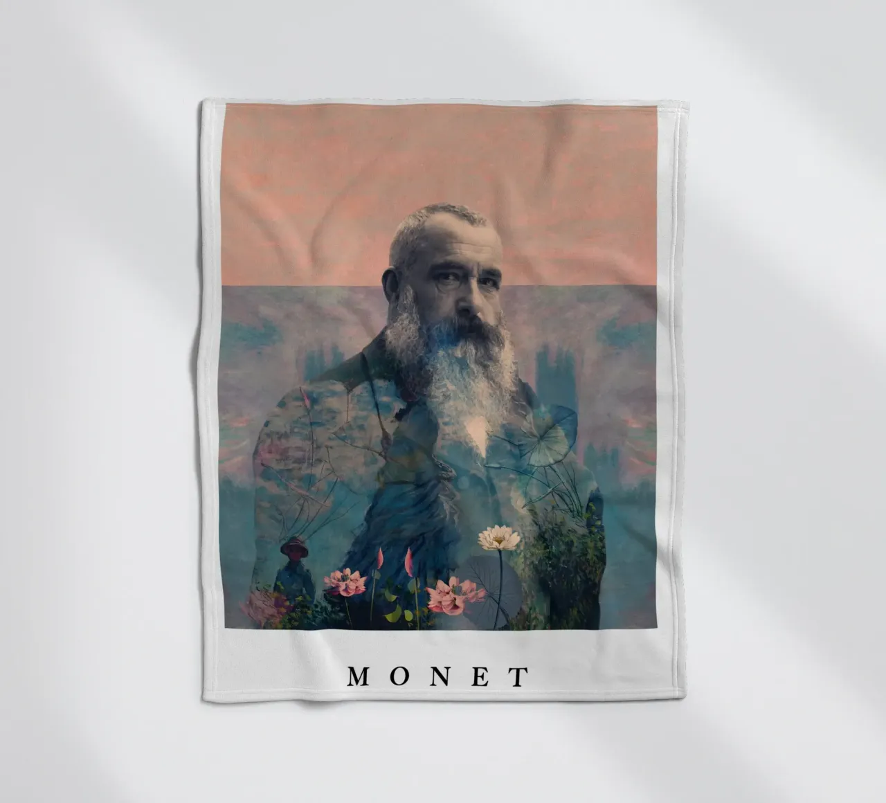 for Claude Monet with border coperta in pile da Frank Moth