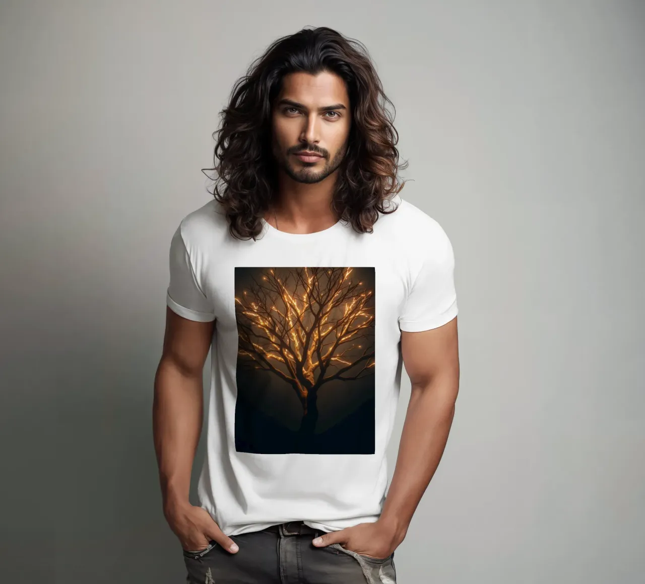 Brightly lit tree branches create a captivating abstract t-shirt by DesignDoodle