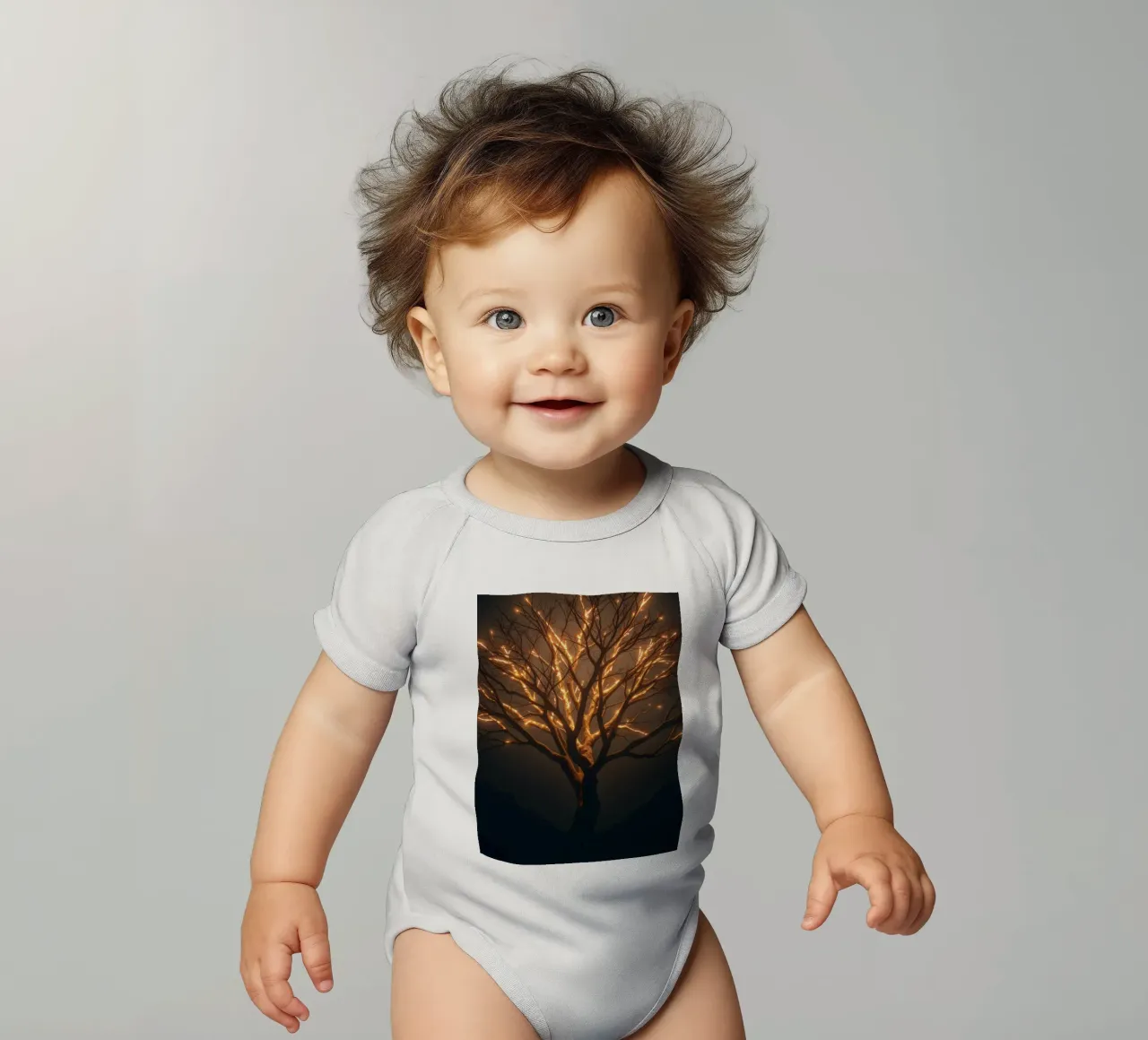 Hell beleuchtete Baumzweige schaffen eine fesselnde Abstraktion Kurzarm Babybody von DesignDoodle