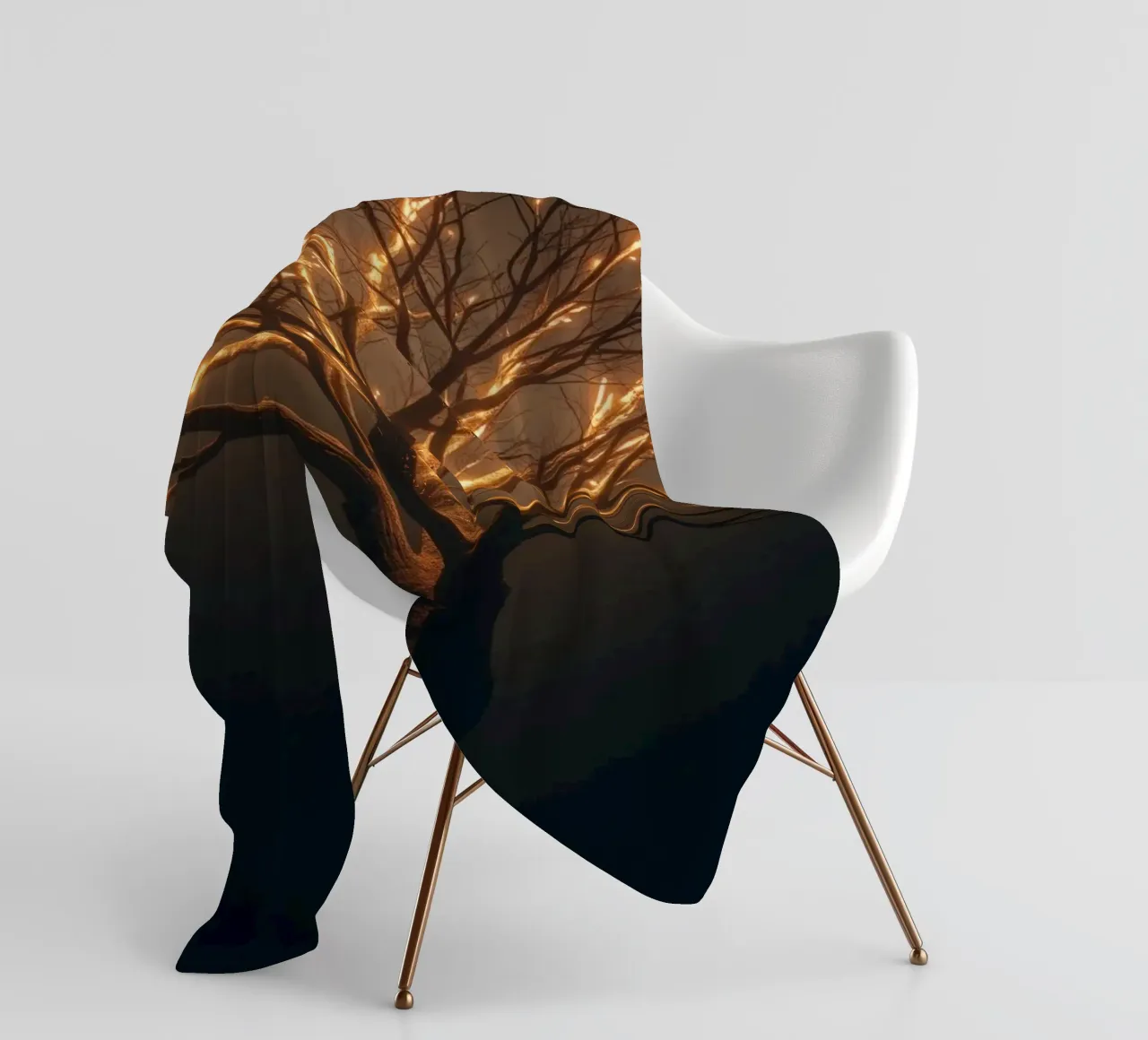 Brightly lit tree branches create a captivating abstract fleece blanket by DesignDoodle
