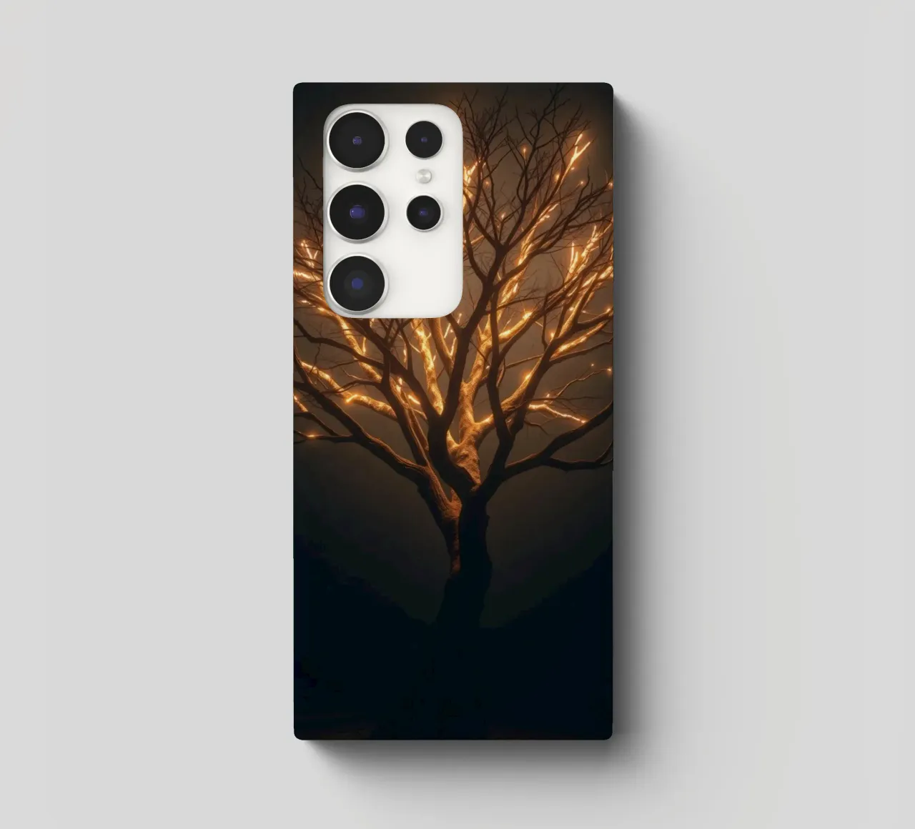 Brightly lit tree branches create a captivating abstract samsung phone case by DesignDoodle