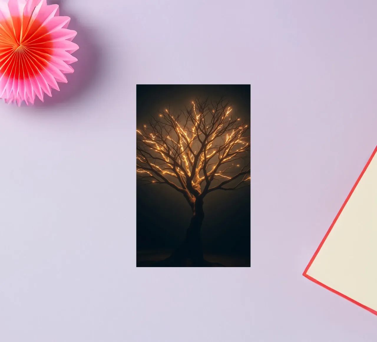 Brightly lit tree branches create a captivating abstract sticker by DesignDoodle