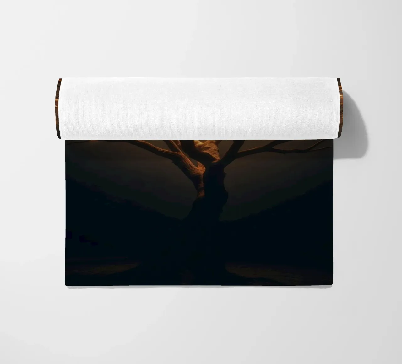 Brightly lit tree branches create a captivating abstract beach towel by DesignDoodle