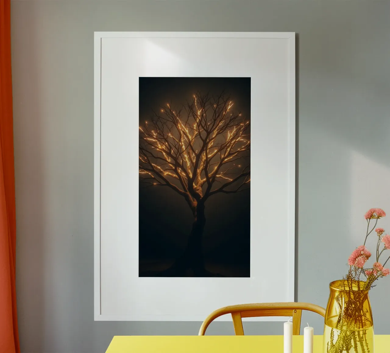Brightly lit tree branches create a captivating abstract poster by DesignDoodle