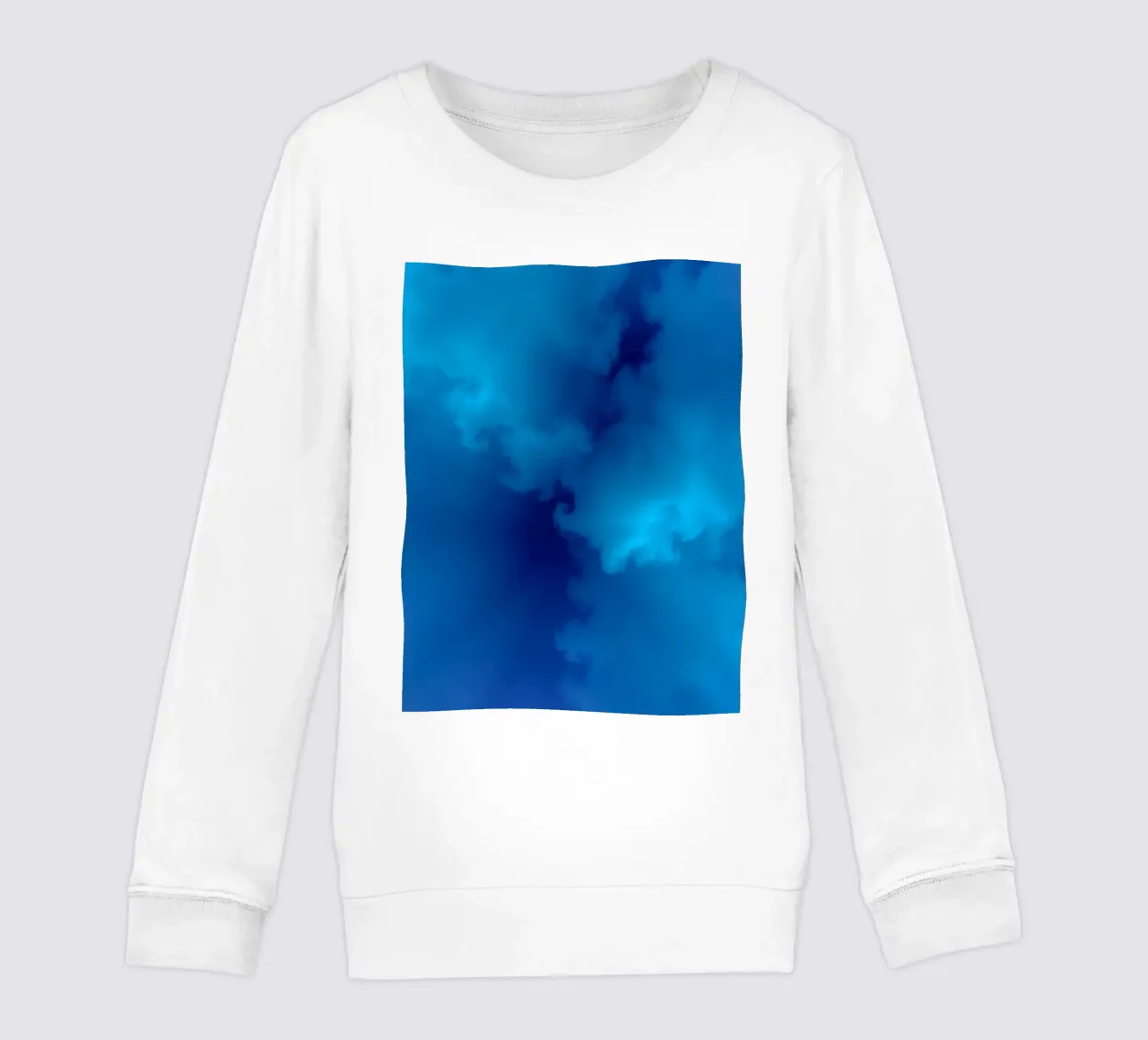 Soft blue abstract wallpaper creating a serene and calming kids sweatshirt by DesignDoodle