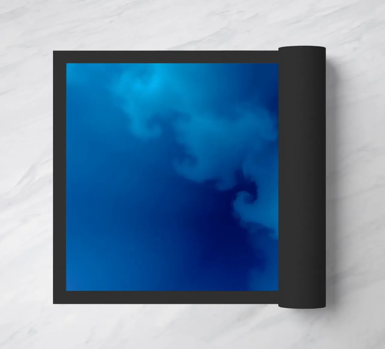 Soft blue abstract wallpaper creating a serene and calming doormat by DesignDoodle