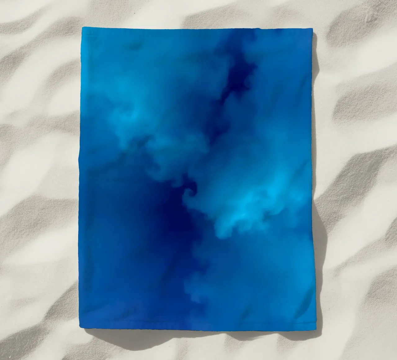 Soft blue abstract wallpaper creating a serene and calming beach towel by DesignDoodle