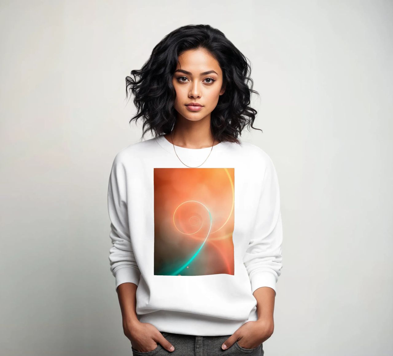 Dynamic abstract spiral design with soft gradients sweatshirt by DesignDoodle