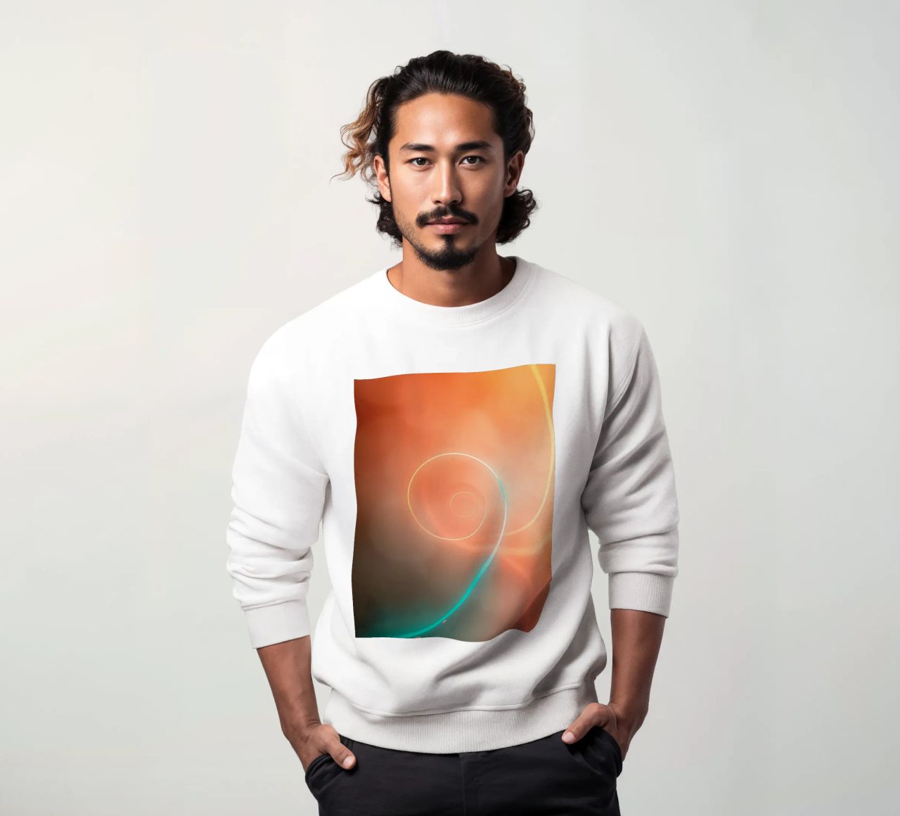 Dynamic abstract spiral design with soft gradients sweatshirt by DesignDoodle
