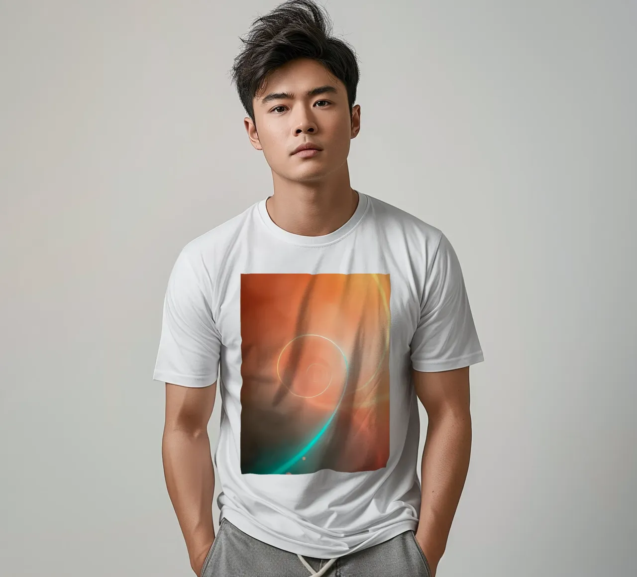 Dynamisches abstraktes Spiraldesign mit weichen Farbverläufen T-Shirt von DesignDoodle