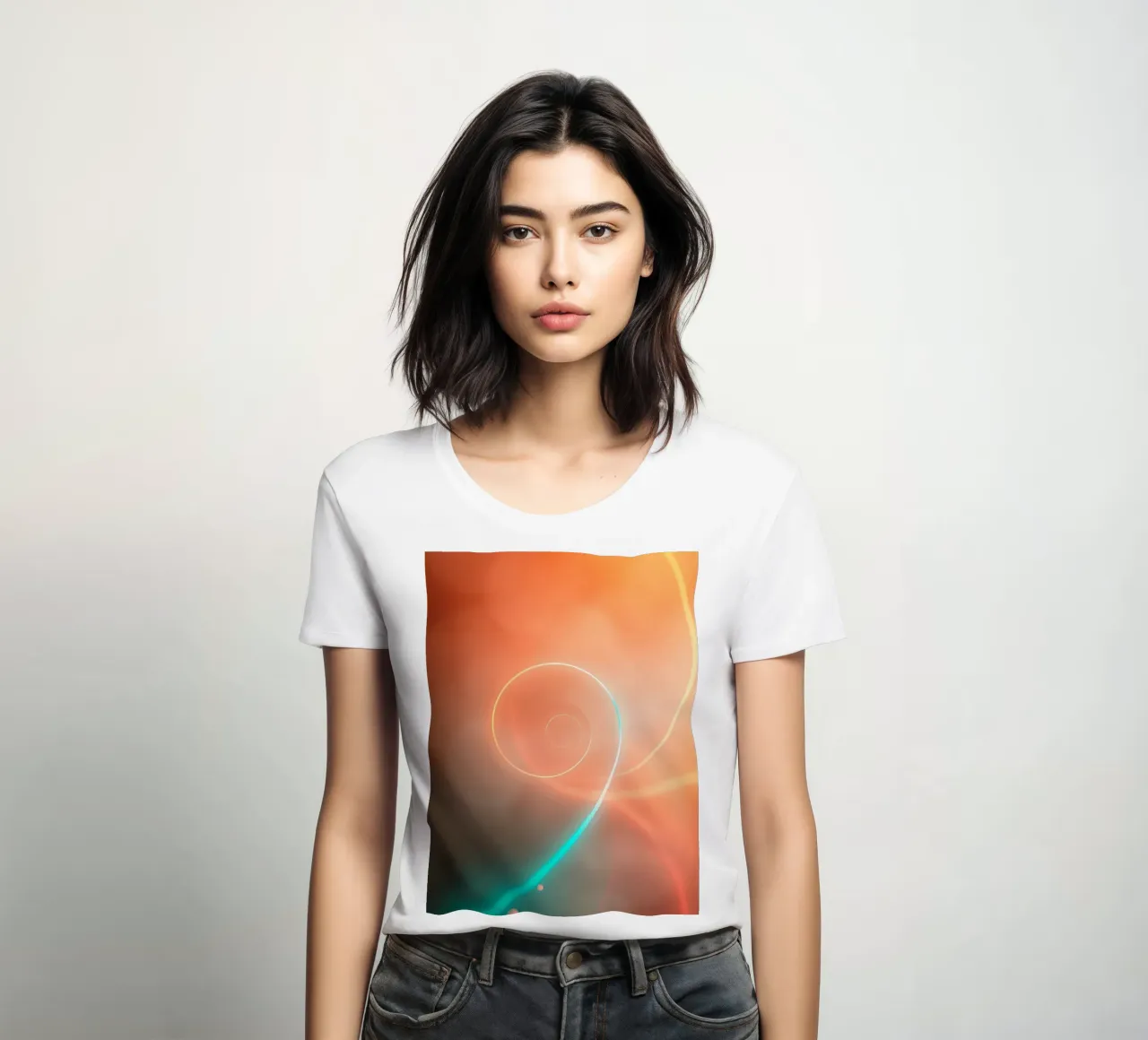 Dynamic abstract spiral design with soft gradients women's fitted t-shirt by DesignDoodle
