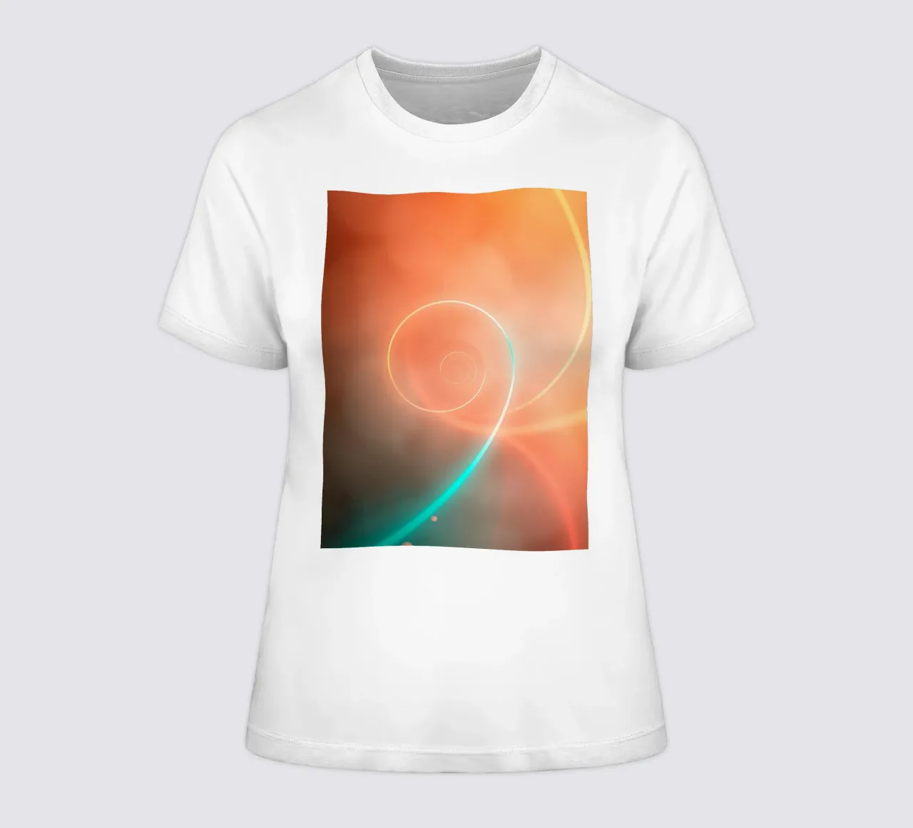 Dynamic abstract spiral design with soft gradients women's fitted t-shirt by DesignDoodle