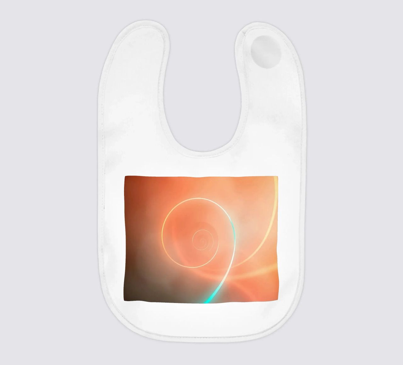Dynamic abstract spiral design with soft gradients baby bib by DesignDoodle