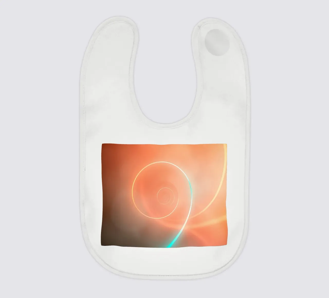 Dynamic abstract spiral design with soft gradients baby bib by DesignDoodle