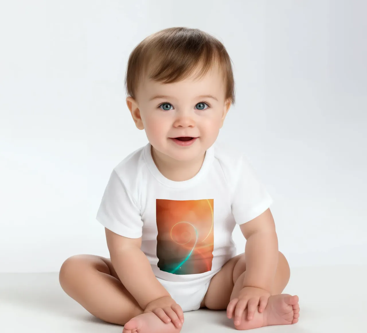 Spirale abstraite dynamique avec des dégradés doux body bébé de DesignDoodle