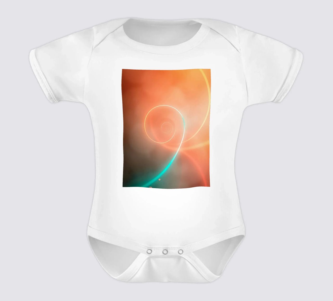 Dynamic abstract spiral design with soft gradients short-sleeve baby romper by DesignDoodle