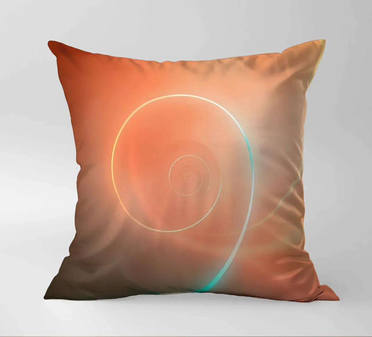 Dynamic abstract spiral design with soft gradients decorative cushion by DesignDoodle