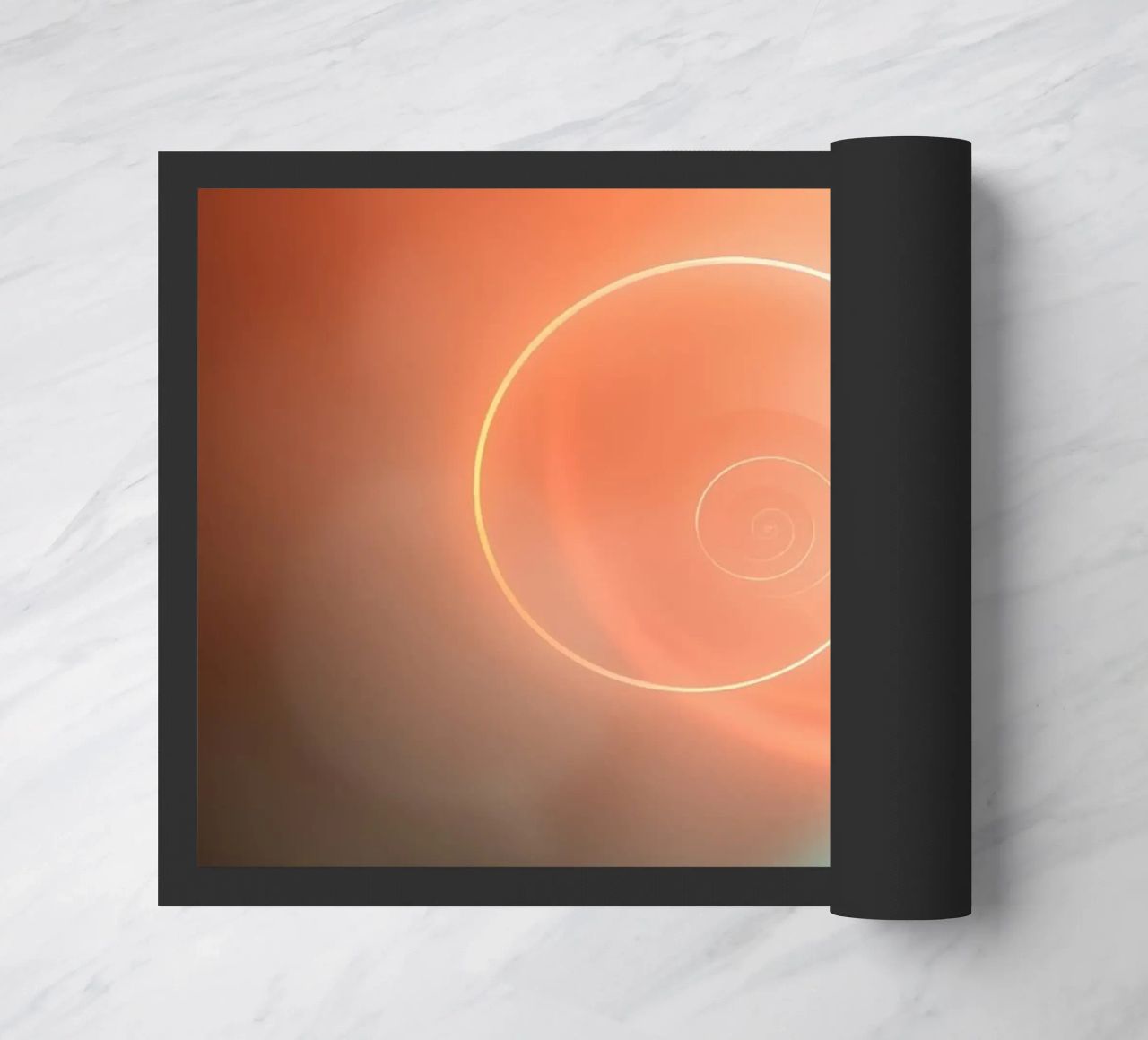 Dynamic abstract spiral design with soft gradients doormat by DesignDoodle