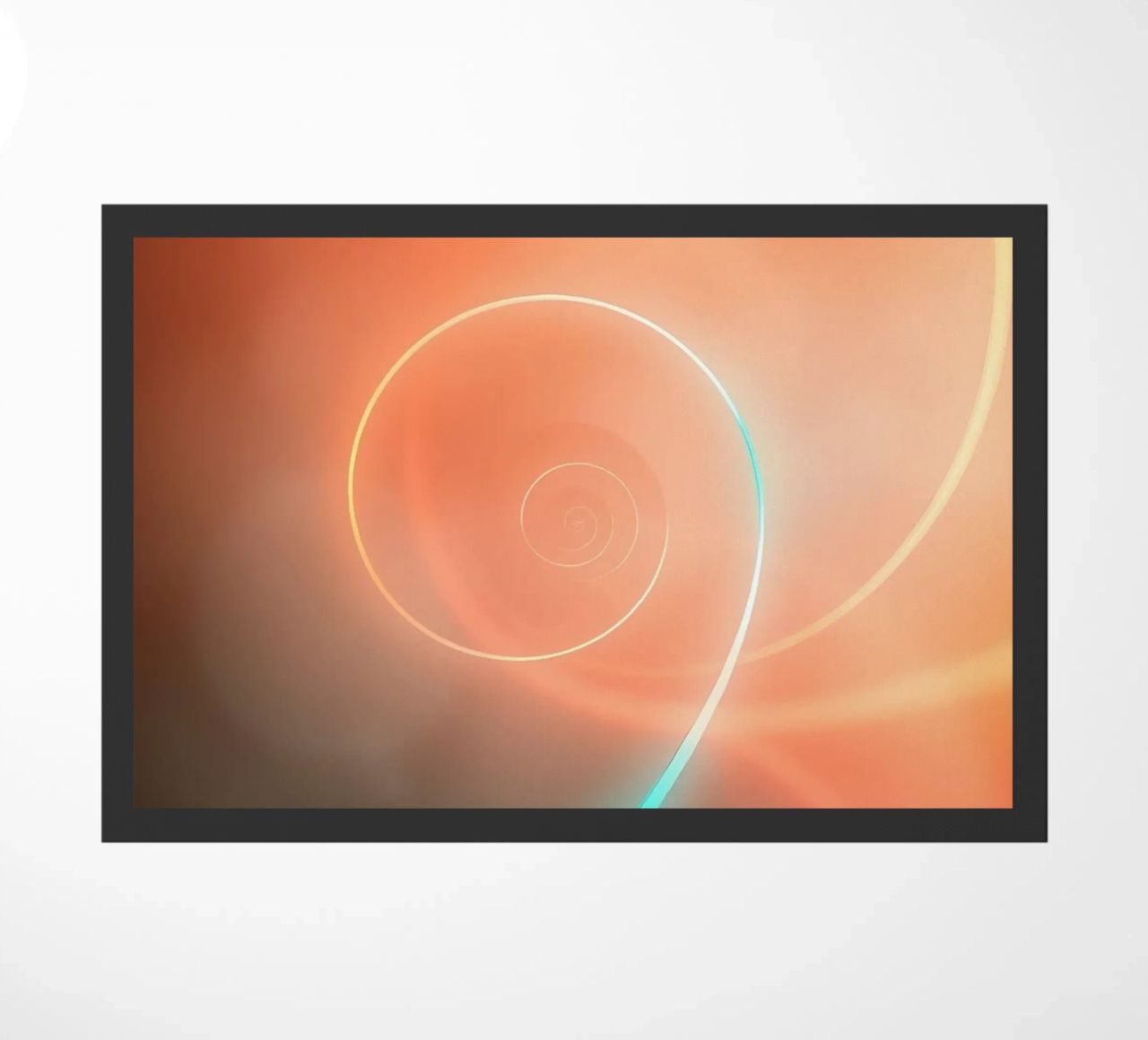 Dynamic abstract spiral design with soft gradients doormat by DesignDoodle