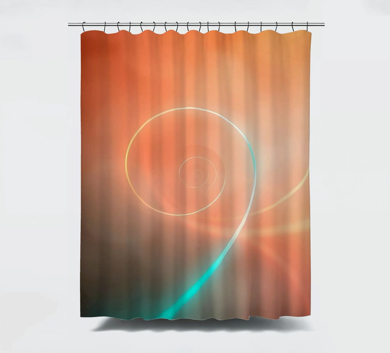 Dynamic abstract spiral design with soft gradients shower curtain by DesignDoodle