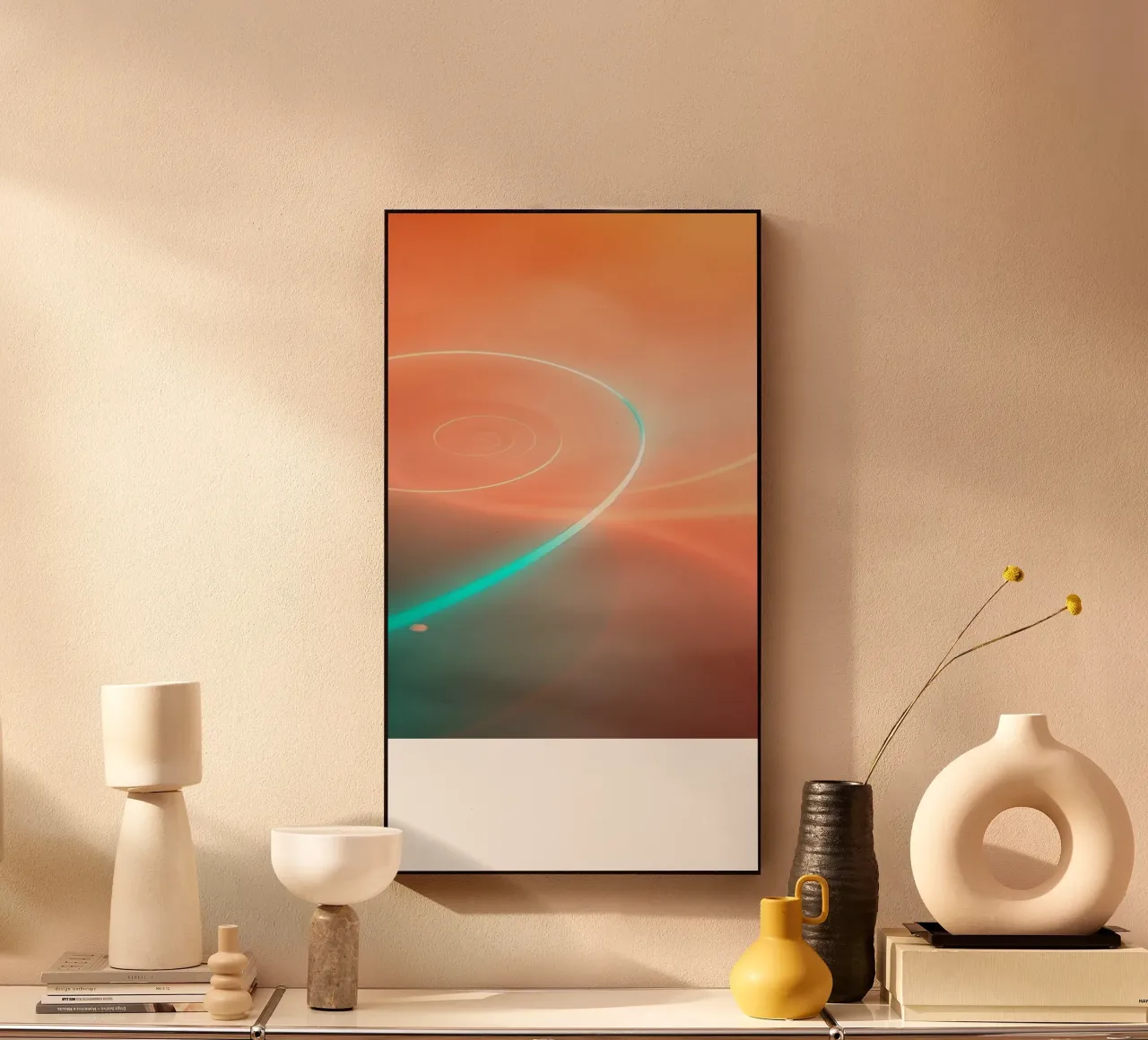 Dynamic abstract spiral design with soft gradients alu-dibond by DesignDoodle