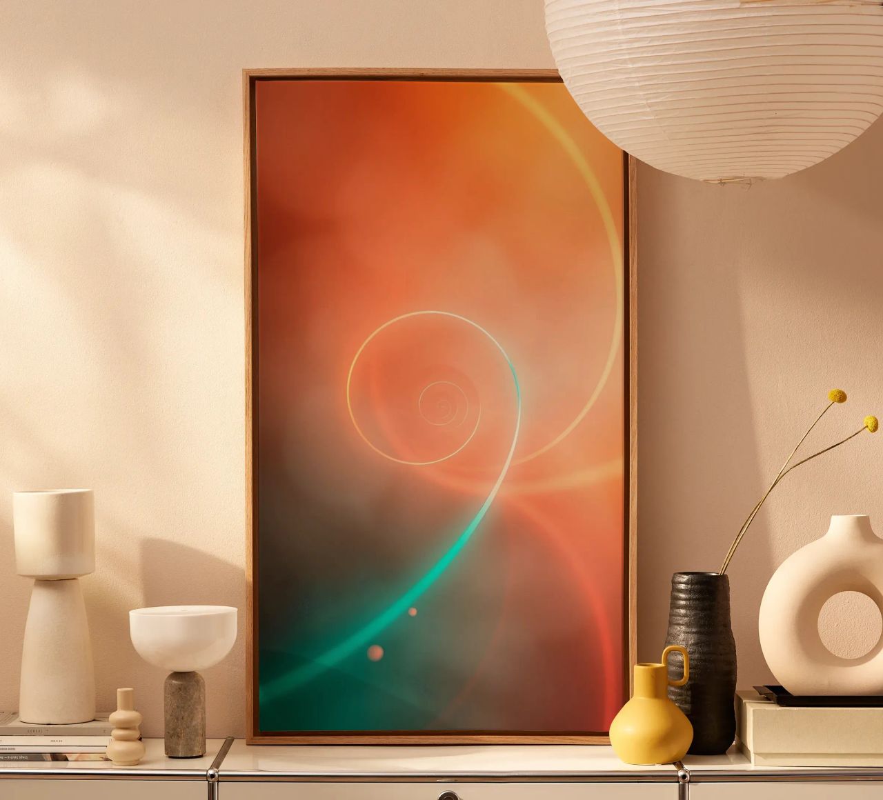 Dynamic abstract spiral design with soft gradients canvas by DesignDoodle